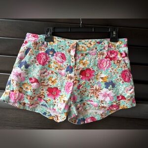 Emmelee Floral Shorts Size 8 Cuffed Cotton Blend
